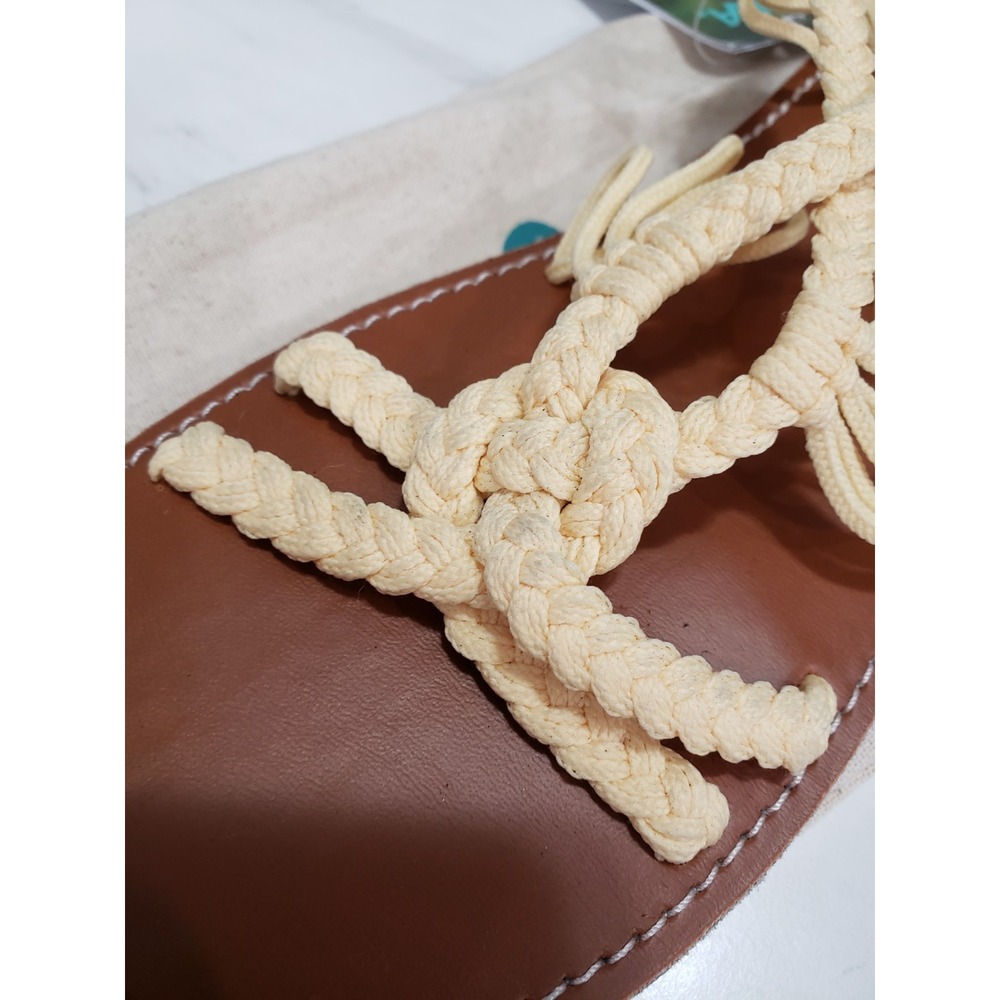 NEW SIZE 9 Plaka Palm‎ Leaf Flat Woven Summer Sandals Strappy Gladiator Yellow - Picture 5 of 5